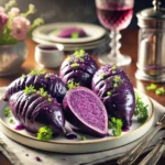 Baked purple sweet potatoes, showcasing their vibrant color and nutritious appeal, served as a healthy side dish.